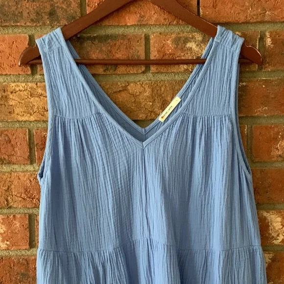 Marine Layer Corinne Blue Gauze Ombre Sleeveless Maxi Dress - Picture 5 of 8